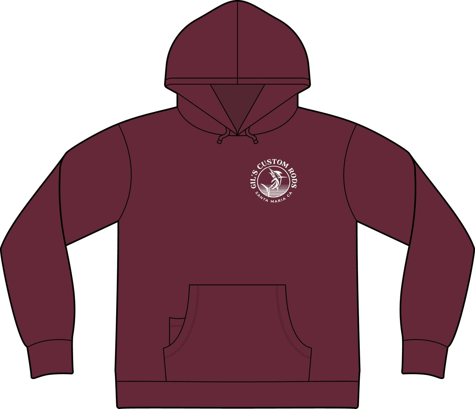 Fishing Hoodie – "Gil's Custom Rods, Santa Maria CA" Logo Pullover