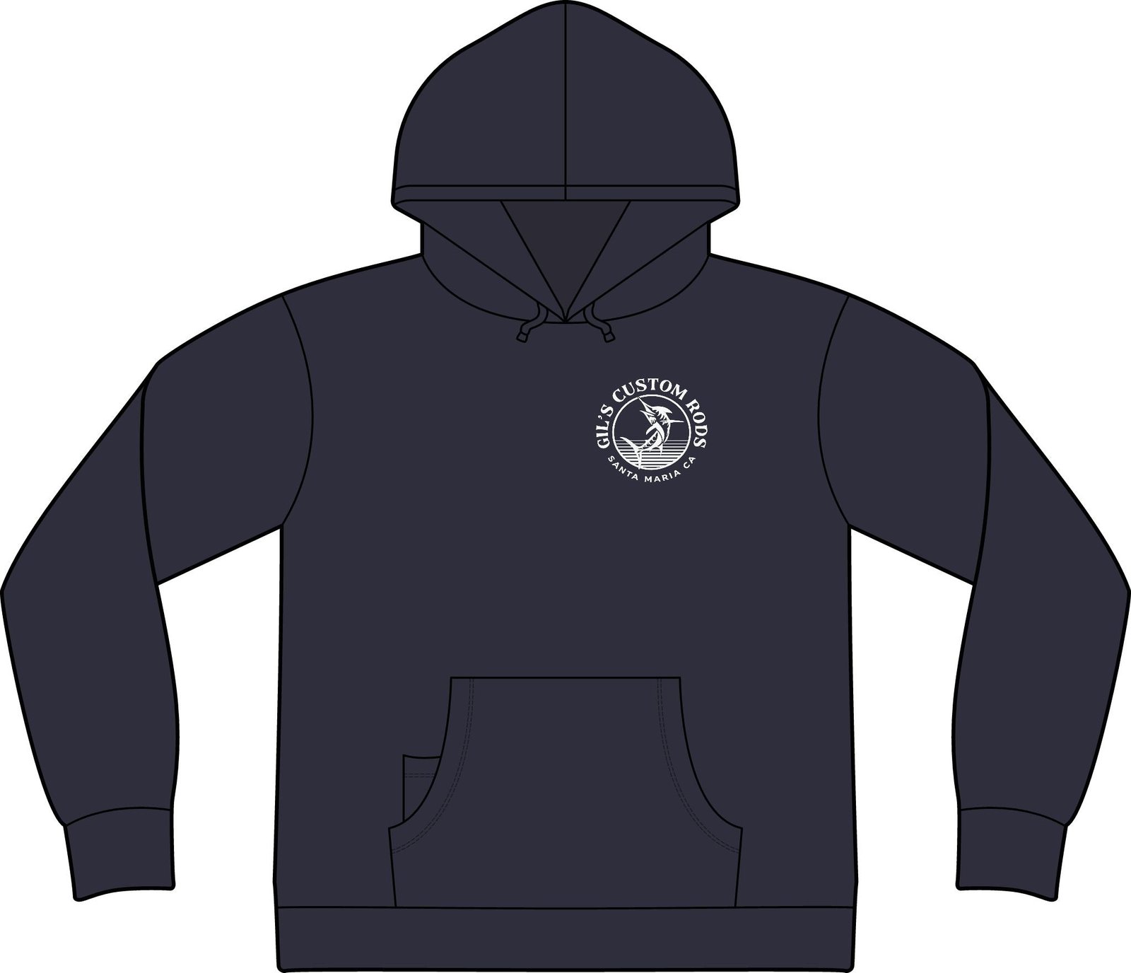 Fishing Hoodie – "Gil's Custom Rods, Santa Maria CA" Logo Pullover