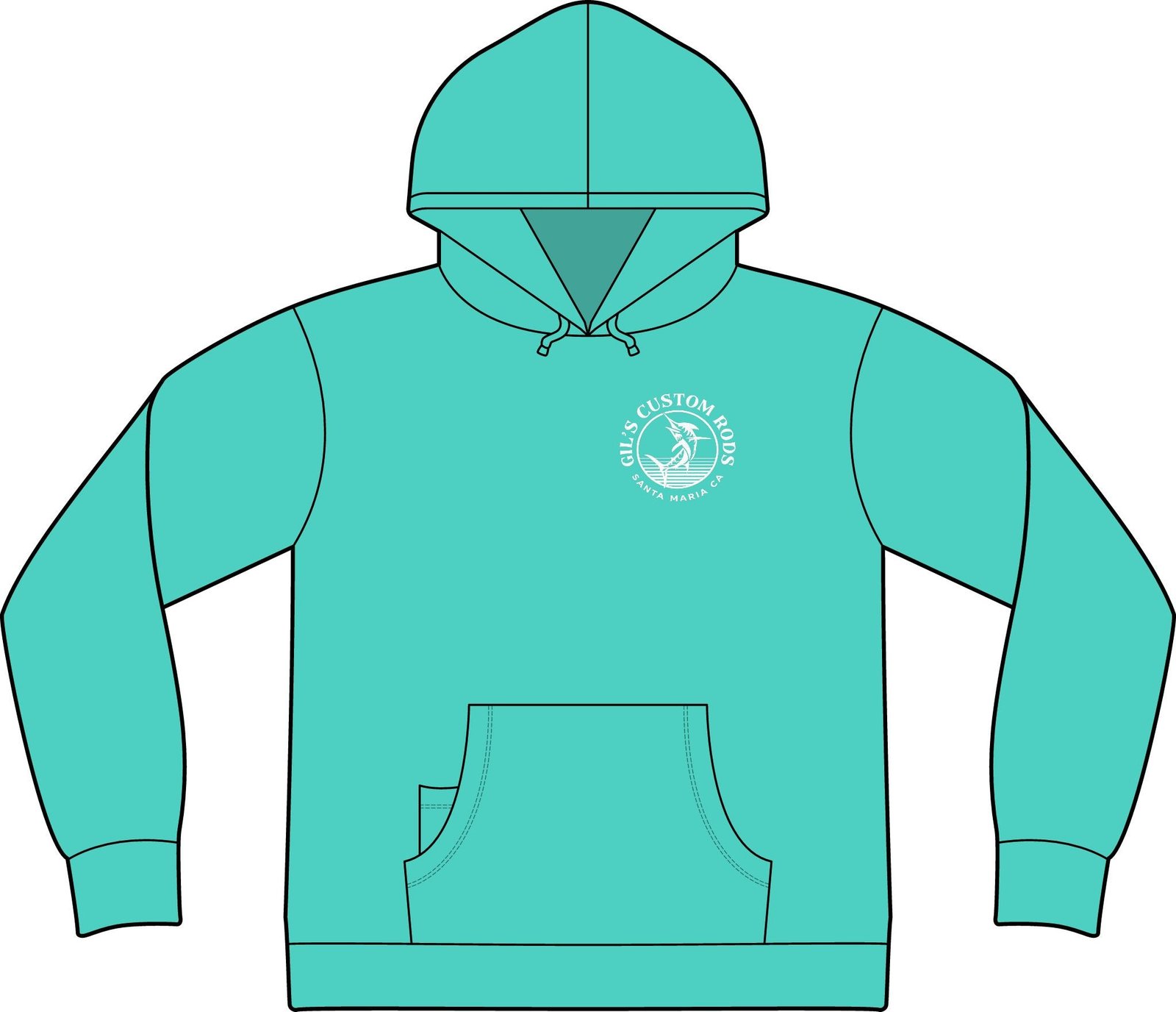 Fishing Hoodie – "Gil's Custom Rods, Santa Maria CA" Logo Pullover