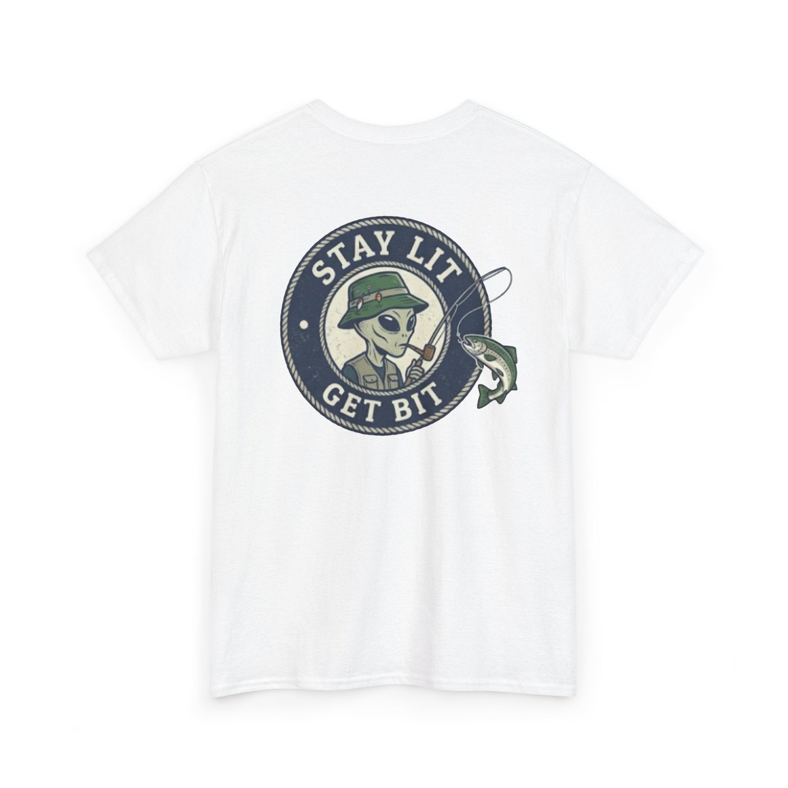 Fishing Skull Tee — "Stay Lit Get Bit" Graphic T-Shirt
