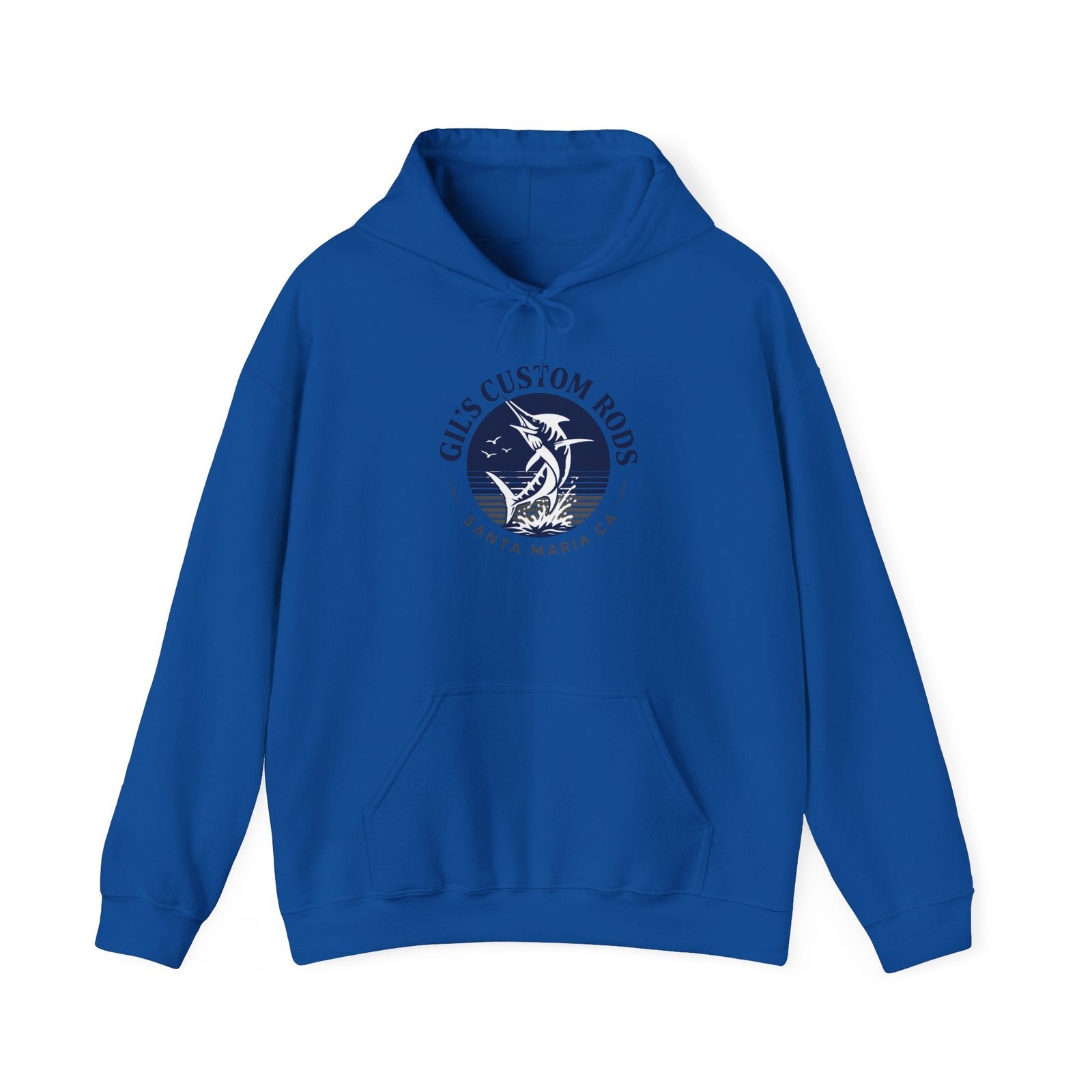Fishing Hoodie — "Gils Custom Rods" Santa Maria CA Logo Pullover