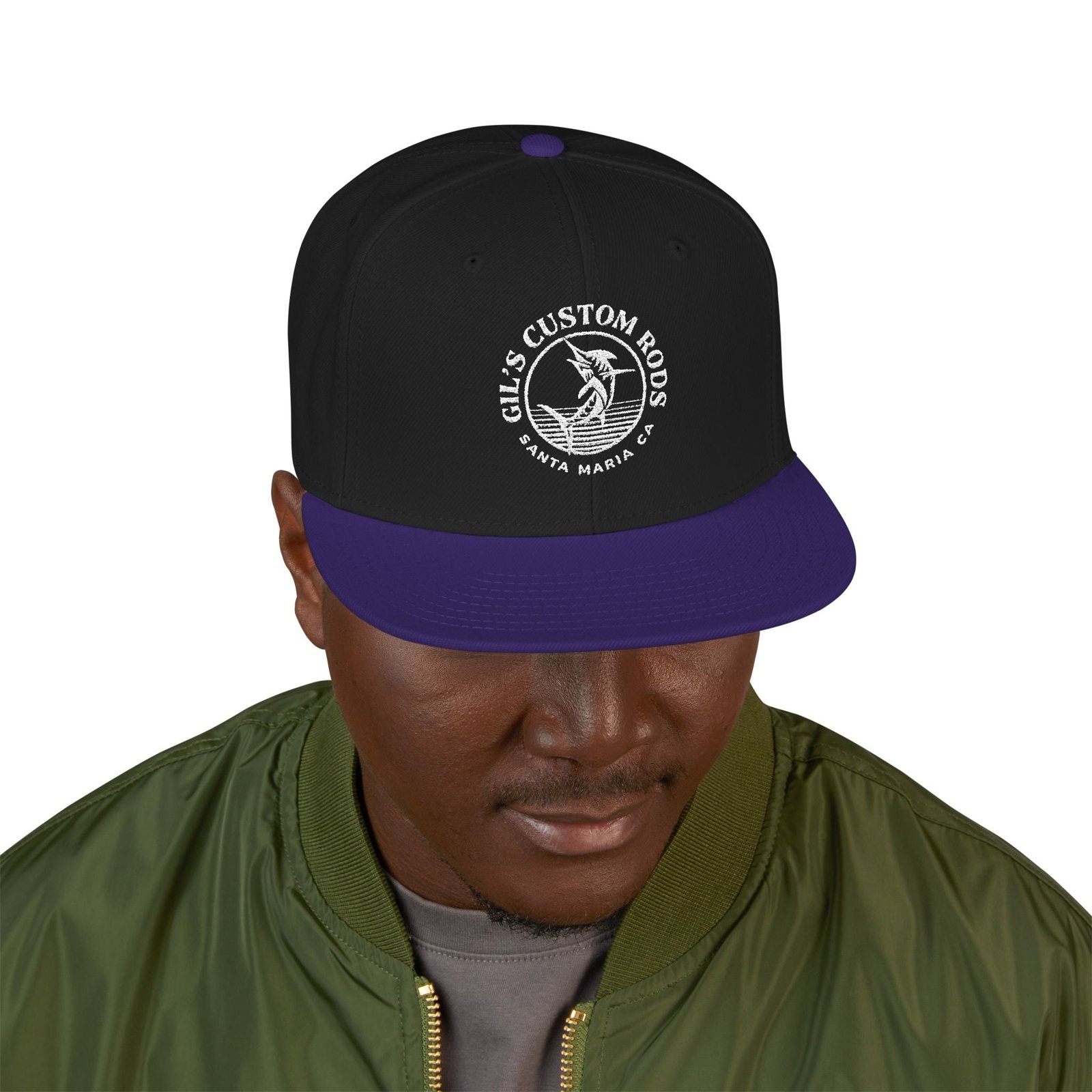Embroidered Snapback Hat — Distressed Anchor Logo Cap