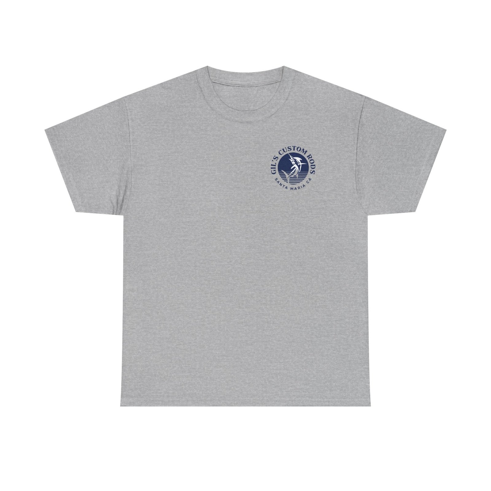 Fishing T-Shirt — "Gil's Custom Rods" Santa Maria Marlin Logo Tee
