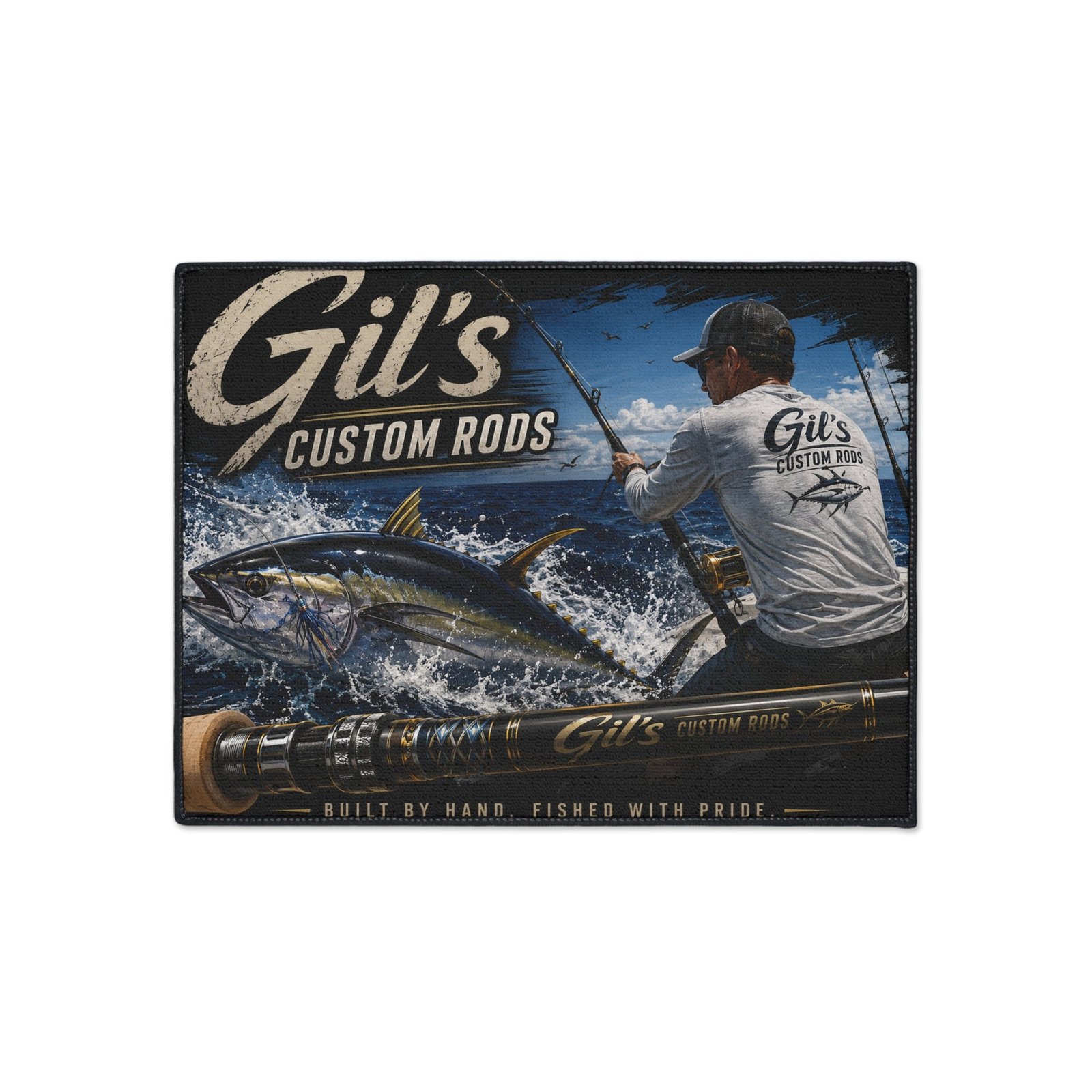 Heavy Duty Floor Mat — Gil's Custom Rods Fishing Doormat (Anti-Slip, Water-Resistant)