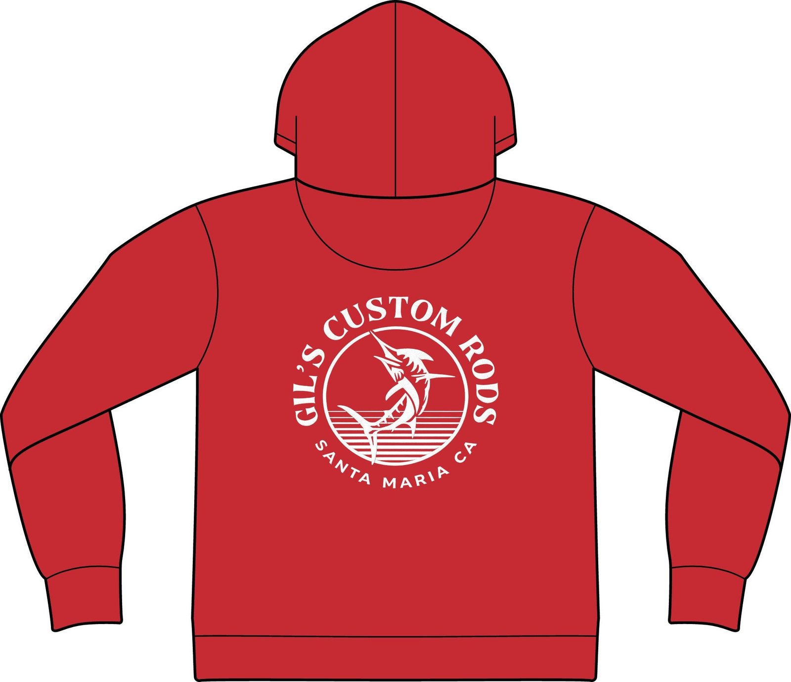 Fishing Hoodie – "Gil's Custom Rods, Santa Maria CA" Logo Pullover