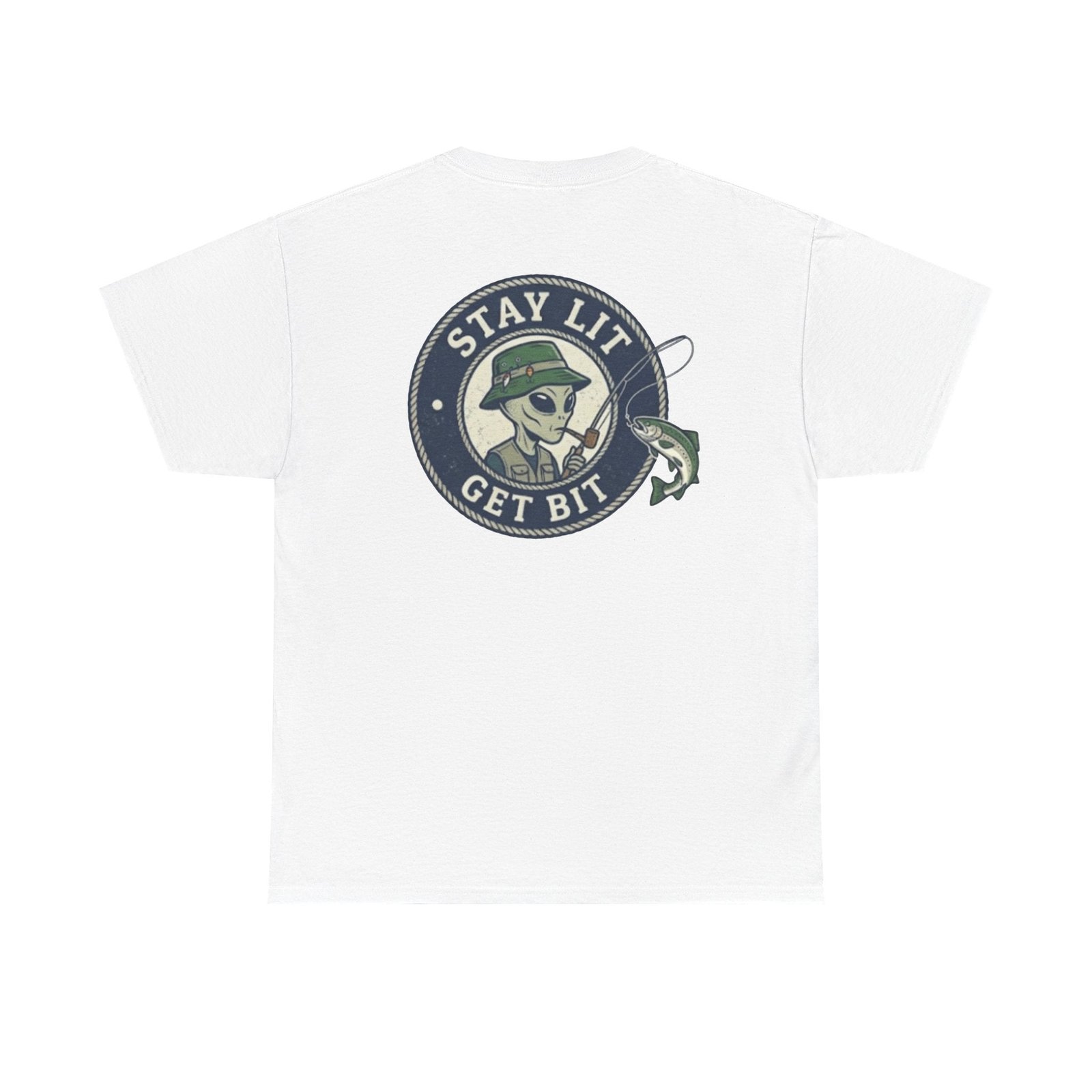 Fishing Skull Tee — "Stay Lit Get Bit" Graphic T-Shirt