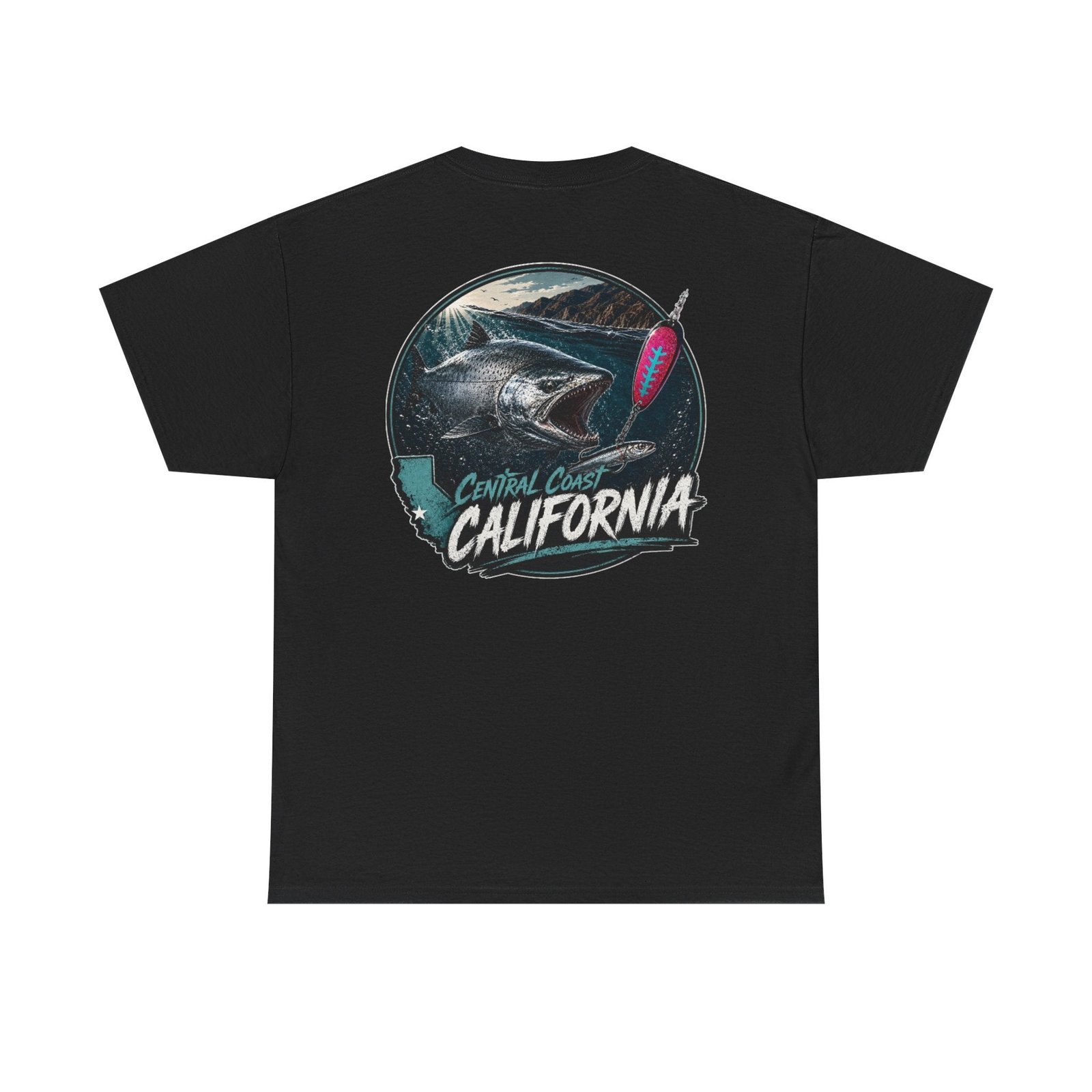 Central Coast California Salmon Fishing Tee — Vintage Sportfishing Graphic T-Shirt