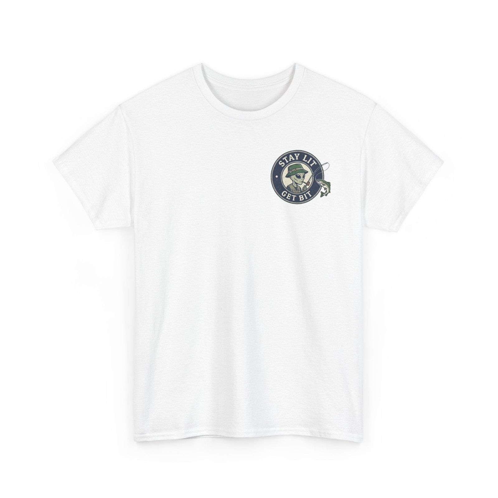 Fishing Skull Tee — "Stay Lit Get Bit" Graphic T-Shirt