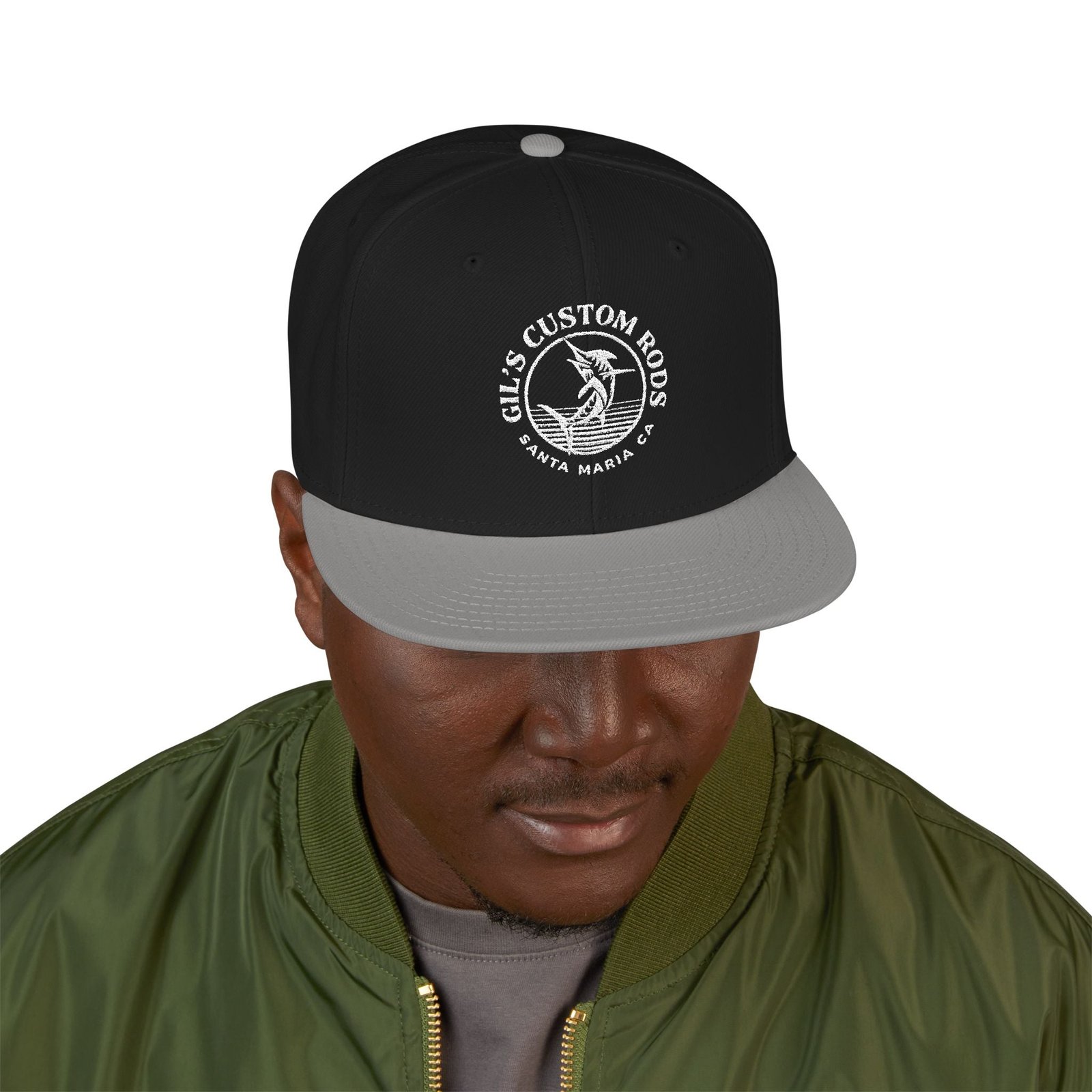 Embroidered Snapback Hat — Distressed Anchor Logo Cap