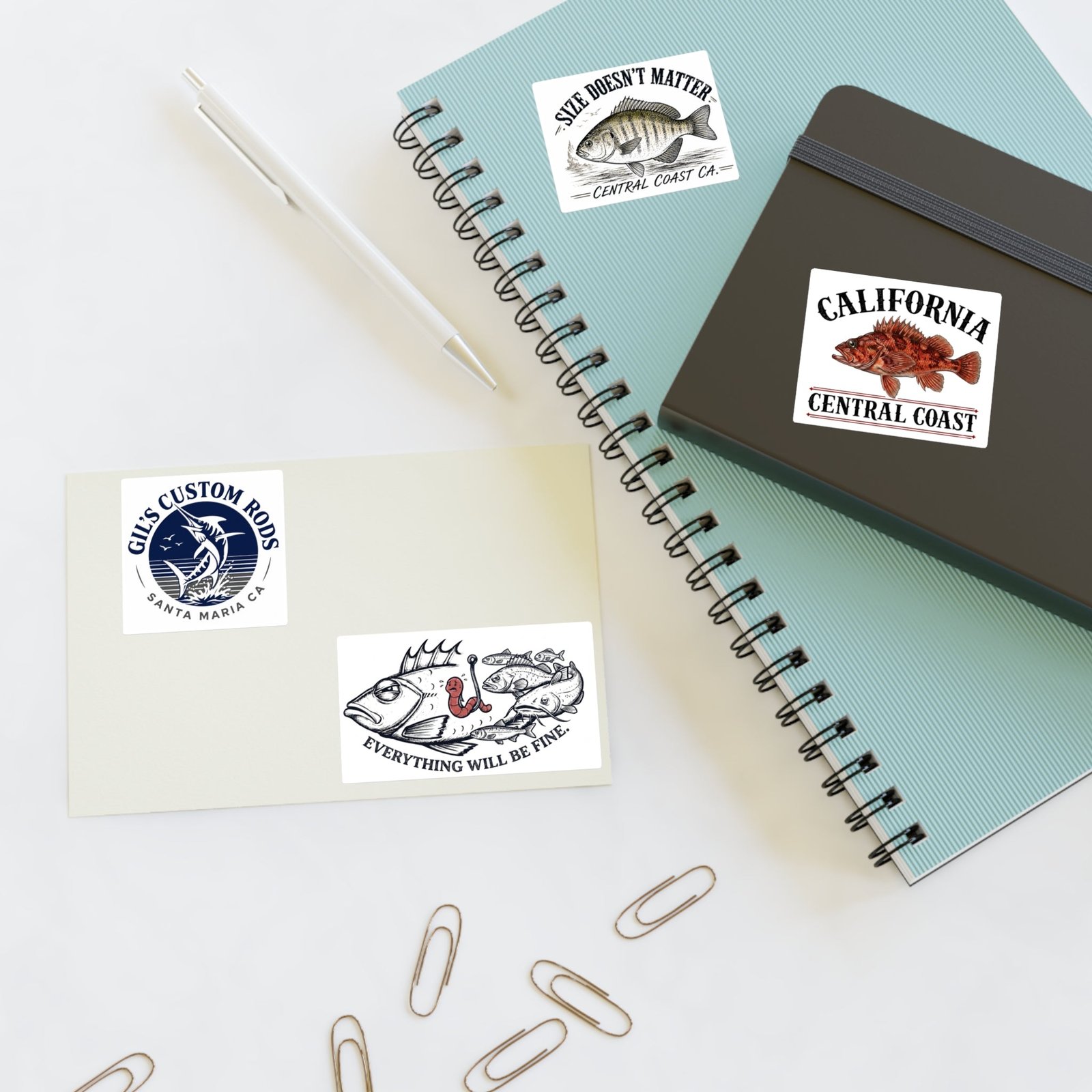 Central Coast Fishing Sticker Sheet — California Fish Designs (4-Pack)