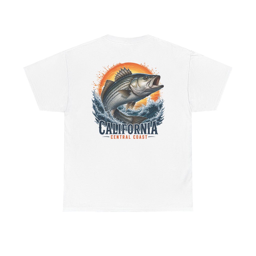 California Central Coast Striper Fishing Tee — Sunset Catch Graphic T-Shirt