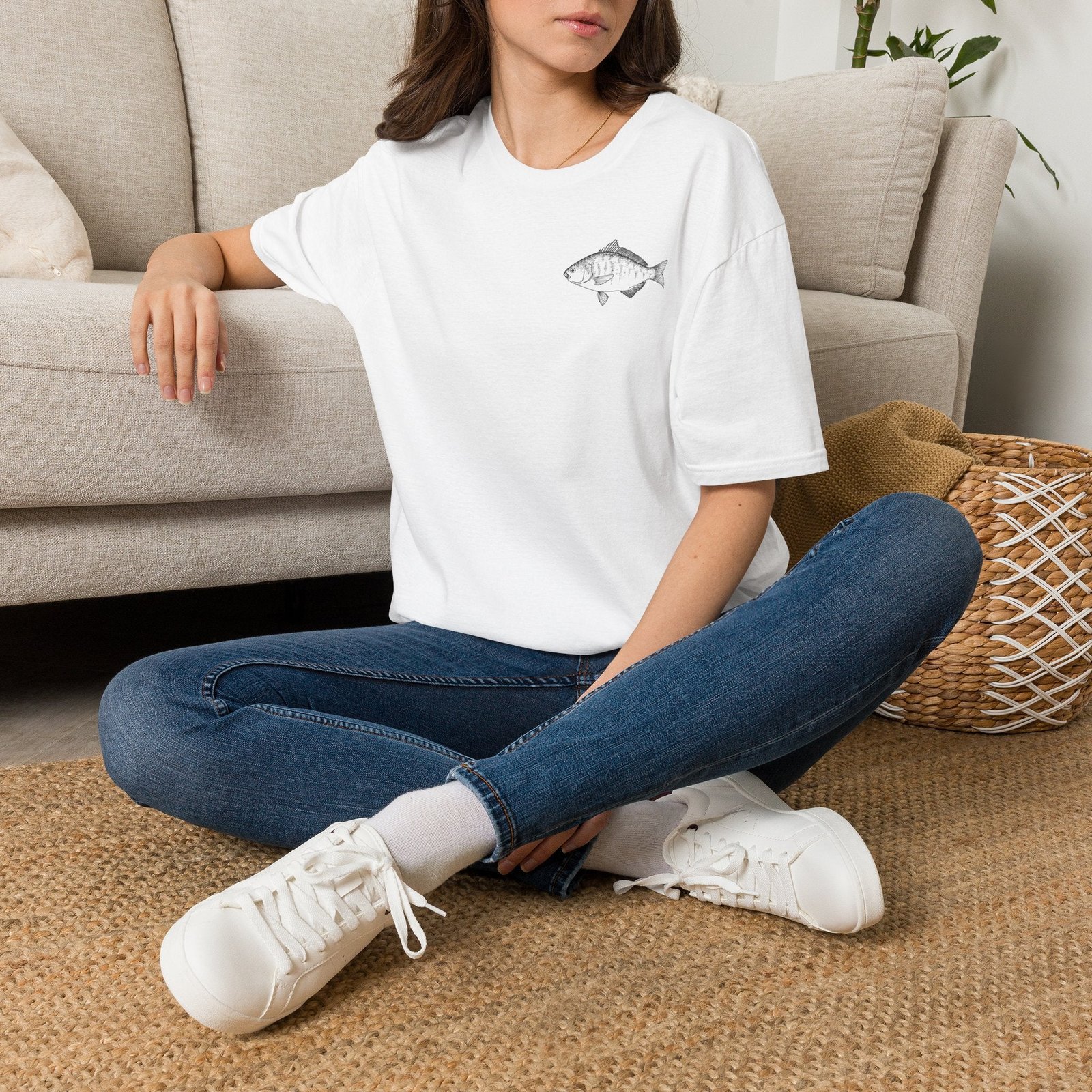 Minimal Fish Graphic T-Shirt — Pocket-Style Angler Tee