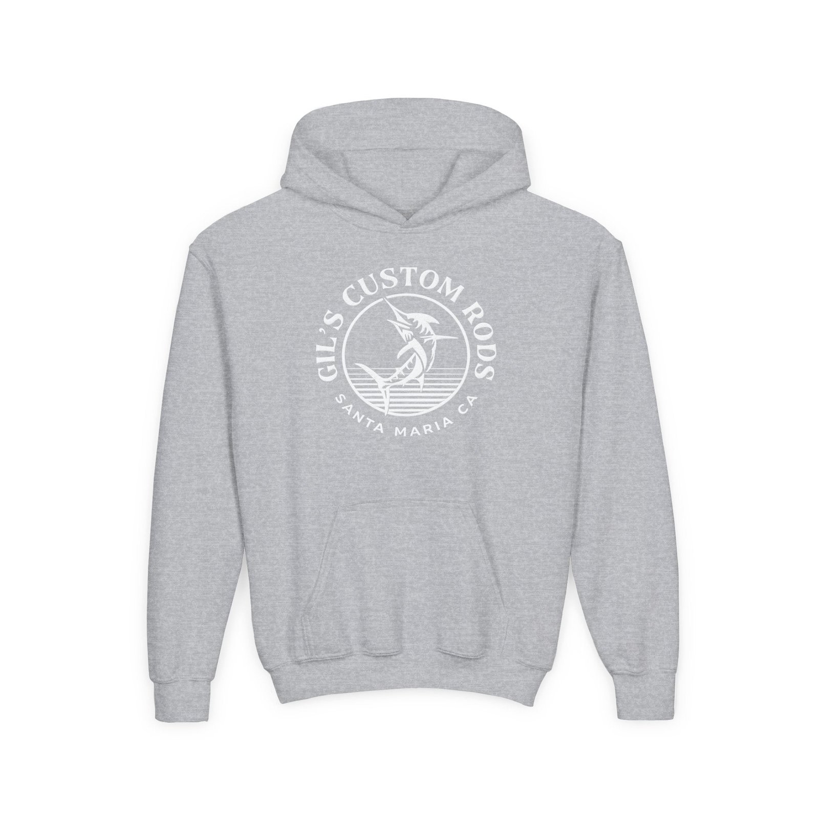 Youth Hoodie - "Gil's Custom Rods Santa Maria, CA" Fishing Logo