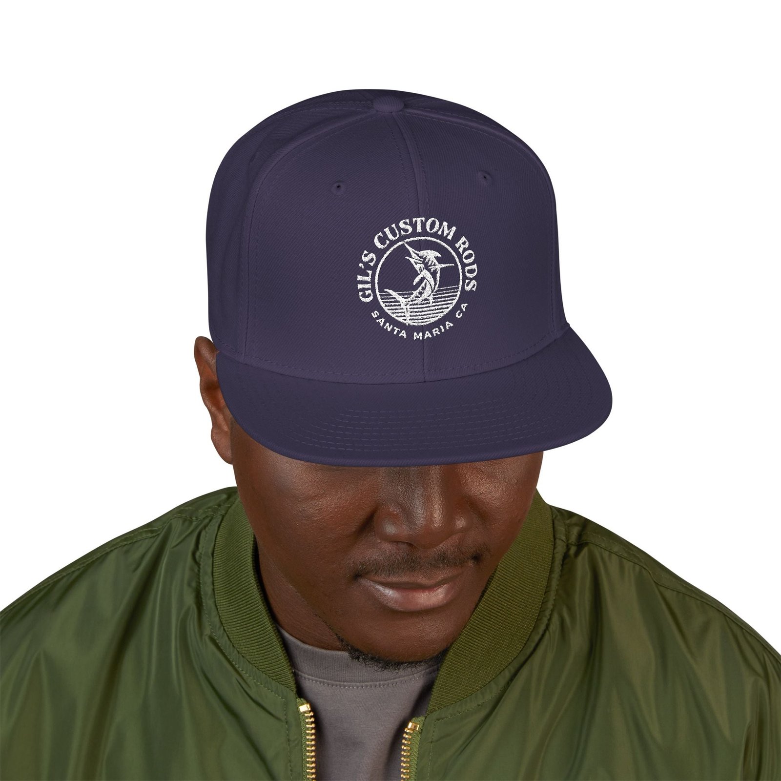 Embroidered Snapback Hat — Distressed Anchor Logo Cap
