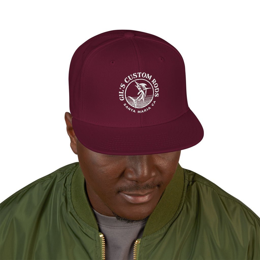 Embroidered Snapback Hat — Distressed Anchor Logo Cap