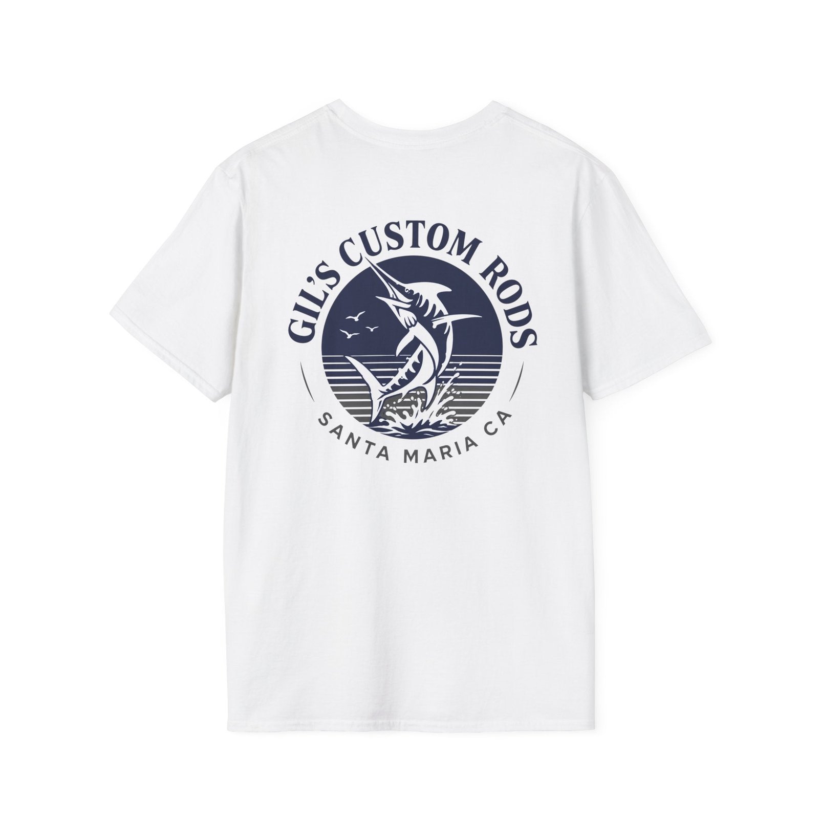 Coastal Surf Logo T-Shirt — "Gus Custom Rods" Graphic