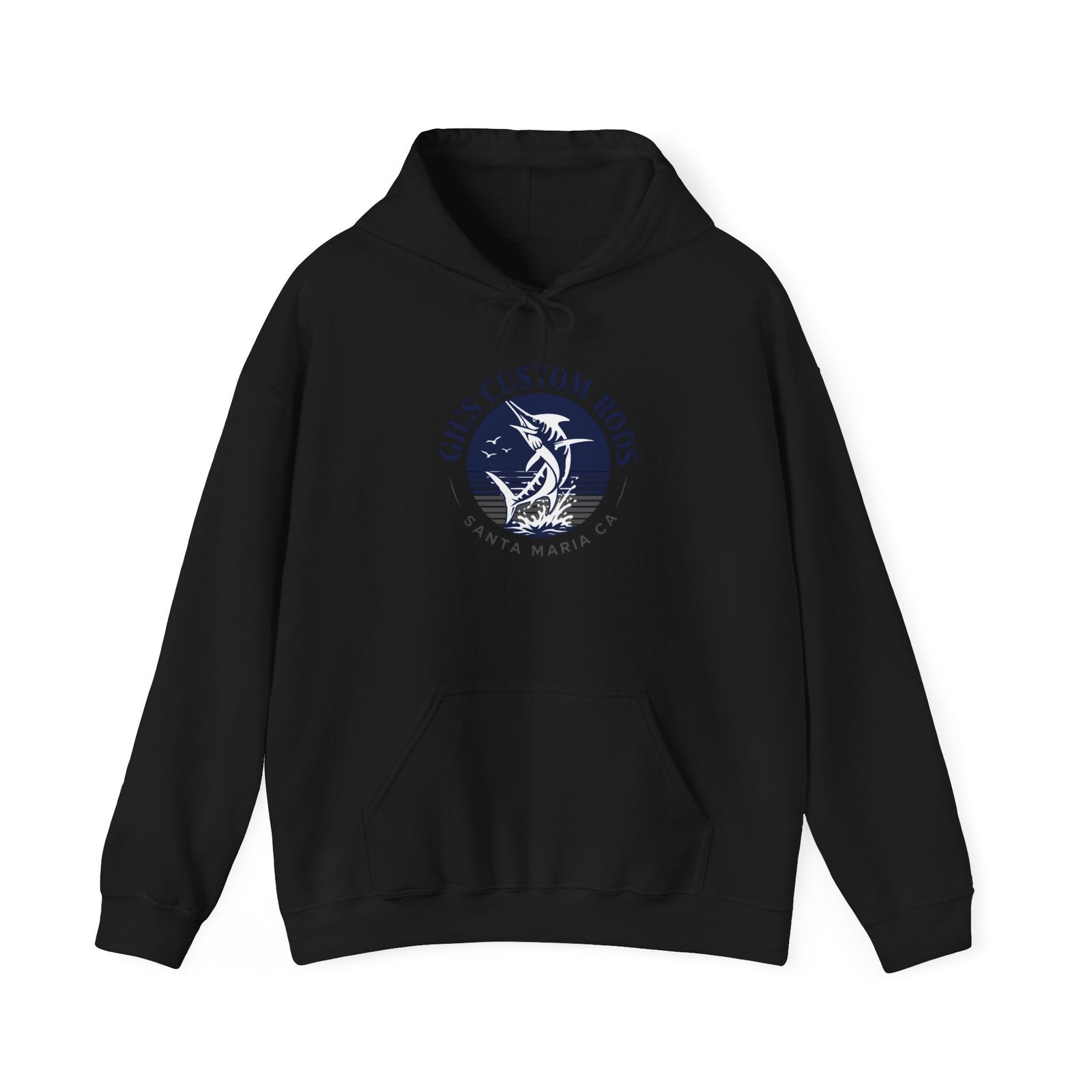 Fishing Hoodie — "Gils Custom Rods" Santa Maria CA Logo Pullover