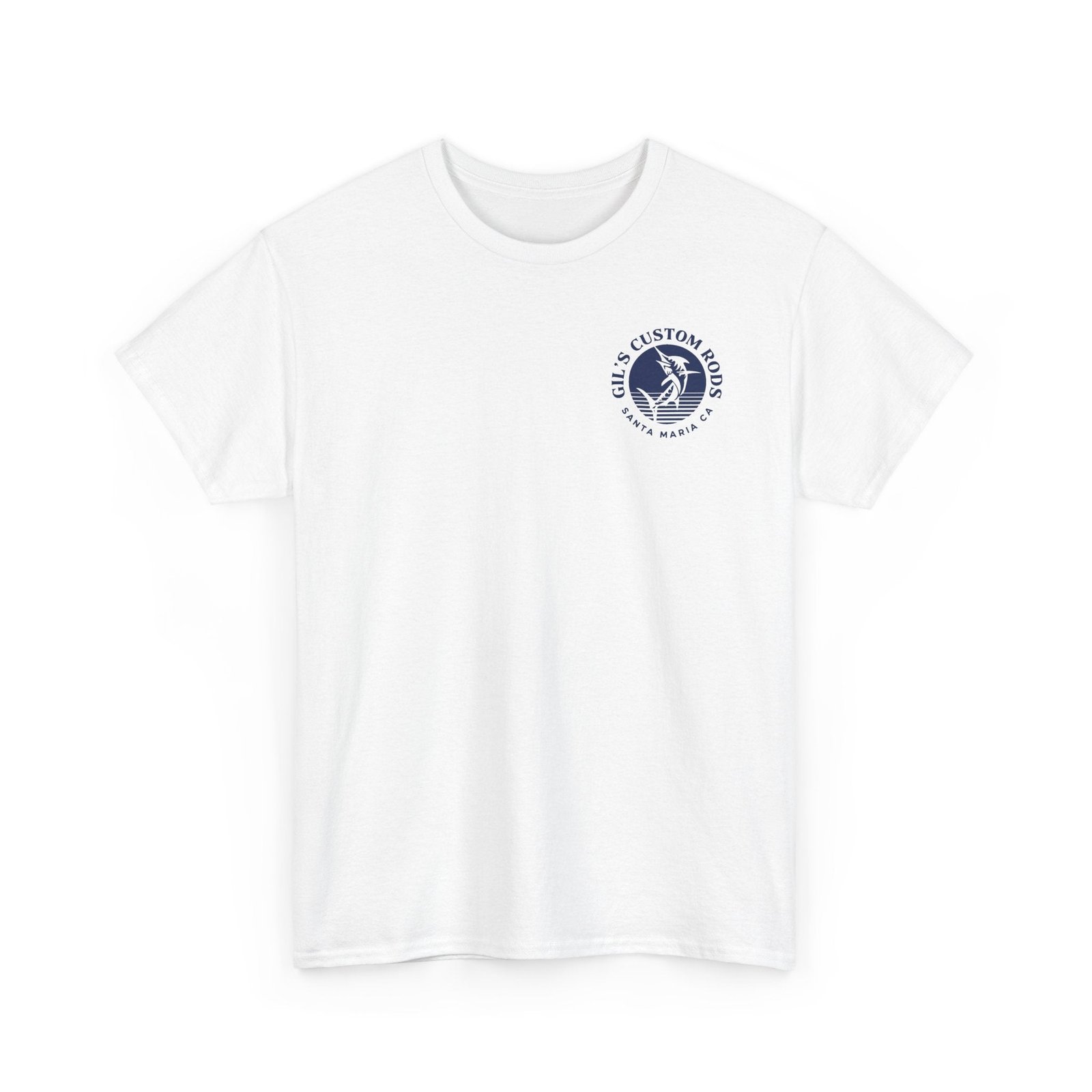 Fishing Tee — "Gil’s Custom Rods" Retro Marlin Graphic Shirt