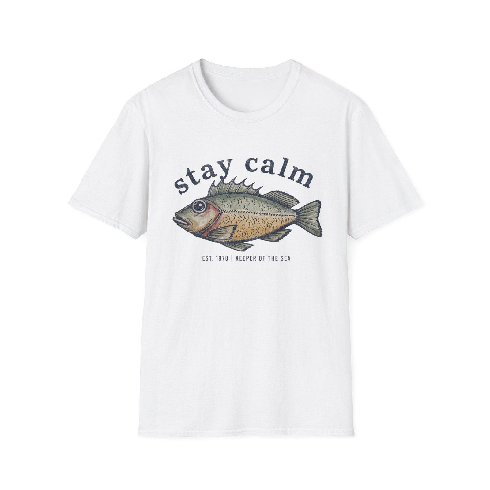 Stay Calm Fish T-Shirt – Vintage Fishing Tee for Anglers & Coastal Style